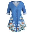 thumbnail image 1 of Tallas de talla grande Floral Roll Up Steeve Top, 1 of 5