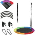 thumbnail image 5 of OLIYNEDY Saucer Swing - 900D Oxford Waterproof Tree Swing for Kids and Adults - with 2 Adjustable PE Ropes and 2 Stainless Steel Carabiners for Outdoor and Indoor Multicolor, 5 of 6