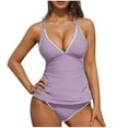 thumbnail image 3 of Sentmoon Womens Two Piece Swimsuit Women's Swimsuits Oversized Woman Bathing Suits High Cut Solid Color with Built in Bra Blackless Women's Swimwear Beach Essentials for Family XXL, 3 of 7