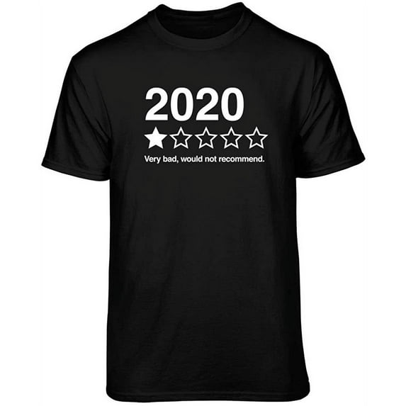 Teelocity 2020 Rating Graphic T-Shirt (X-Large - Standard Fit, Black White Ink)