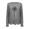 thumbnail image 5 of Jewelreauty Women's Long Sleeve Shirts Floral Print Tighten Cuff Round Neck Blouses Casual Lightweight Loose Fit Pullover Tops (S, Gray), 5 of 5