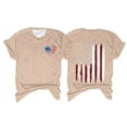 thumbnail image 2 of Hauts d'Été pour Femmes, Tenues de 4 Juillet 2024, Mode Féminine, Col Rond, Manches Courtes, Imprimé Drapeau Américain, Beige, 2 of 3