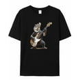 thumbnail image 6 of Men's T-Shirt Alligator Plays Bass Animal Funny Short Sleeve Casual Tee Classic Crew Neck T-Shirt for Men, L, 6 of 7