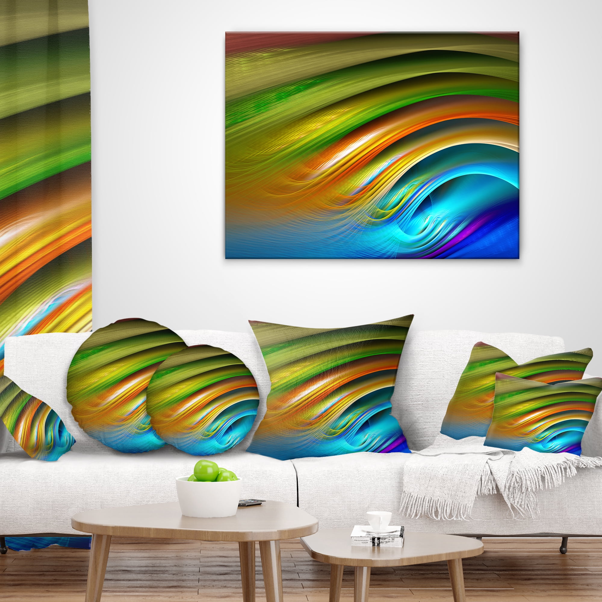 Designart Colorful Fractal Water Ripples - Abstract Throw Pillow - 16x16
