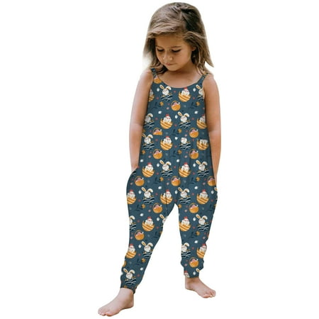

Baby Girls Bodysuits Outfit Kids Baby Jumpsuit 1 Piece Floral Cartoon Easter Bunny Playsuit Strap Romper Summer Outfits Clothes For 3-4 Years