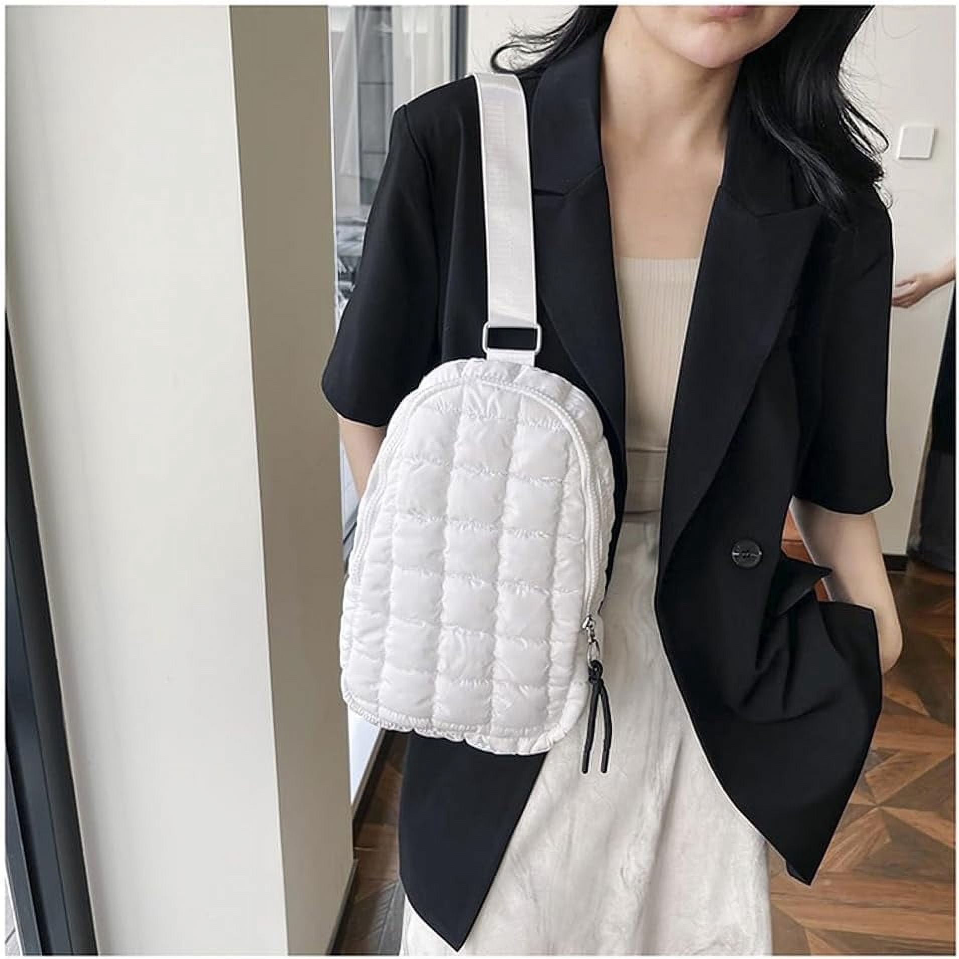 Puffer Belt Bag for Women Padded Crossbody Purse Waist Packs Cross Body Hobo Shoulder Travel Purse Cute Quilted Fanny Pack