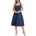 thumbnail image 2 of INSPIRE CHIC Women's Sleeveless Denim Dresses Square Neck Stretch Raw Hem Jean Maxi Dress S Deep Blue, 2 of 6