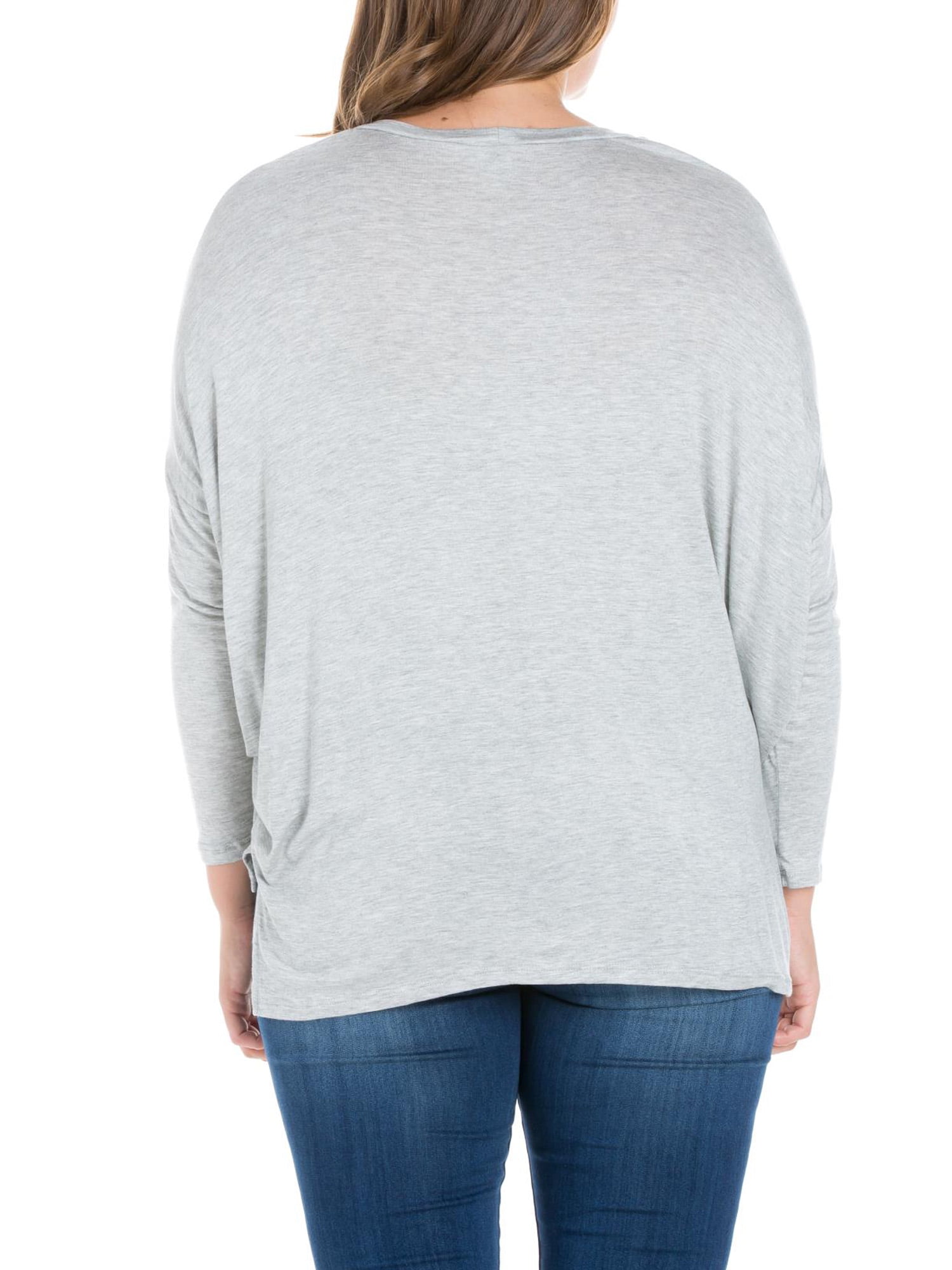 24/7 Comfort Apparel Women's Plus Size Oversized Long Sleeve Dolman Top