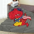 thumbnail image 6 of Honeii Dinosaur Super Hero Cartoon Print Fleece Blanket - Throw Blanket for Bed, Sofa, Couch, Camping, and Travel , Microplush Ultra Soft Warm Blanket-80"x60", 6 of 7