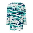 thumbnail image 4 of Womens Hawaiian Tops 3/4 Sleeve Casual 2024 Summer Floral Tropical Graphic T-Shirt Crewneck Vacation Tee Shirts Loose Pullover Beach Blouse, 4 of 5