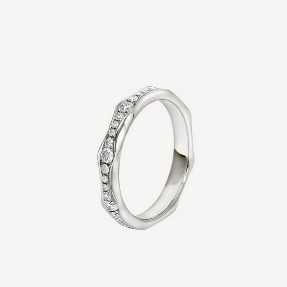 Dash Jewelry 14K White Gold Plated Ring - Brilliant 1.55 Ct Round Cut Moissanite Ring - Full Eternity Band Moissanite Ring for Women's - Unique Designer Moissanite Ring