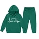 thumbnail image 3 of Conjunto de sudadera con capucha de manga larga para niños con estampado en forma de corazón y pantalones deportivos con lazo en las piernas, conjunto deportivo informal de dos piezas para niños, poli, 3 of 5