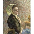 thumbnail image 2 of Pissarro, Camille 12x14 Gold Ornate Wood Framed with Double Matting Museum Art Print Titled - Woman with Green Scarf, 2 of 4