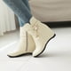 thumbnail image 2 of NECHOLOGY Botas Mujer Adulto Femenino Zapatos Botines mujer Botas altas con tacón de cuña y de de imitación de cuero de color sólido a la moda para mujer (Beige, 6.5), 2 of 7