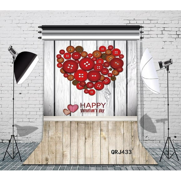GreenDecor 5x7ft Valentine's Day Photo Backdrops Studio Red Heart Photography Backdrop Background Studio Props