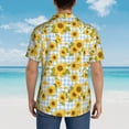 thumbnail image 4 of Rateoe Blue White Plaid Sunflower Pattern Men’s Hawaiian Shirt – Short Sleeve Button-Down Tropical Beach Shirt, Lightweight & Breathable Casual Aloha Shirt with Pocket,Small, 4 of 7