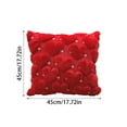 thumbnail image 3 of Valentine's Day Love Heart Throw Pillow Cover Set of 2, 18 x 18 Inch Red Soft Plush Faux Fur Jacquard Anniversary Wedding Cushion Case Decoration for Sofa Couch, 3 of 8