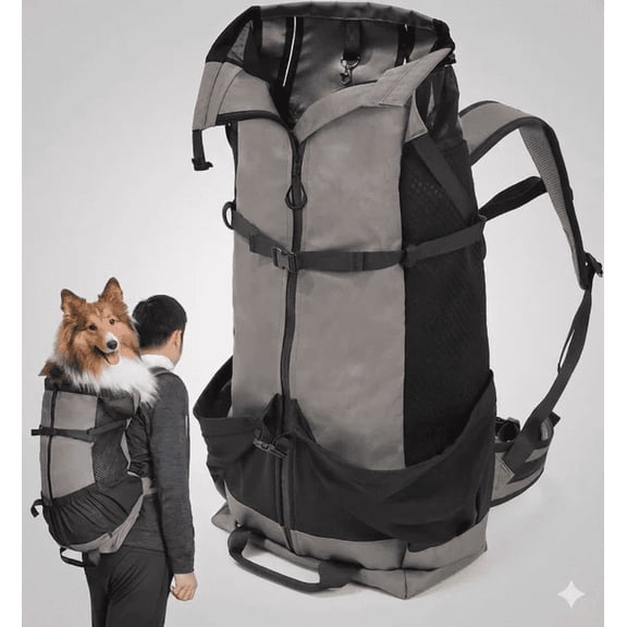 Big Dog Backpack Carrier 80lbs, Extra Large Dog Backpack Carrier, Fully Adjustable Pet Carrier (Grey,XX-Large)