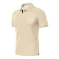 thumbnail image 5 of Mens Polo Golf Shirts with Pocket Cooling Performance Moisture Wicking Polo Shirts Beige XXL, 5 of 5