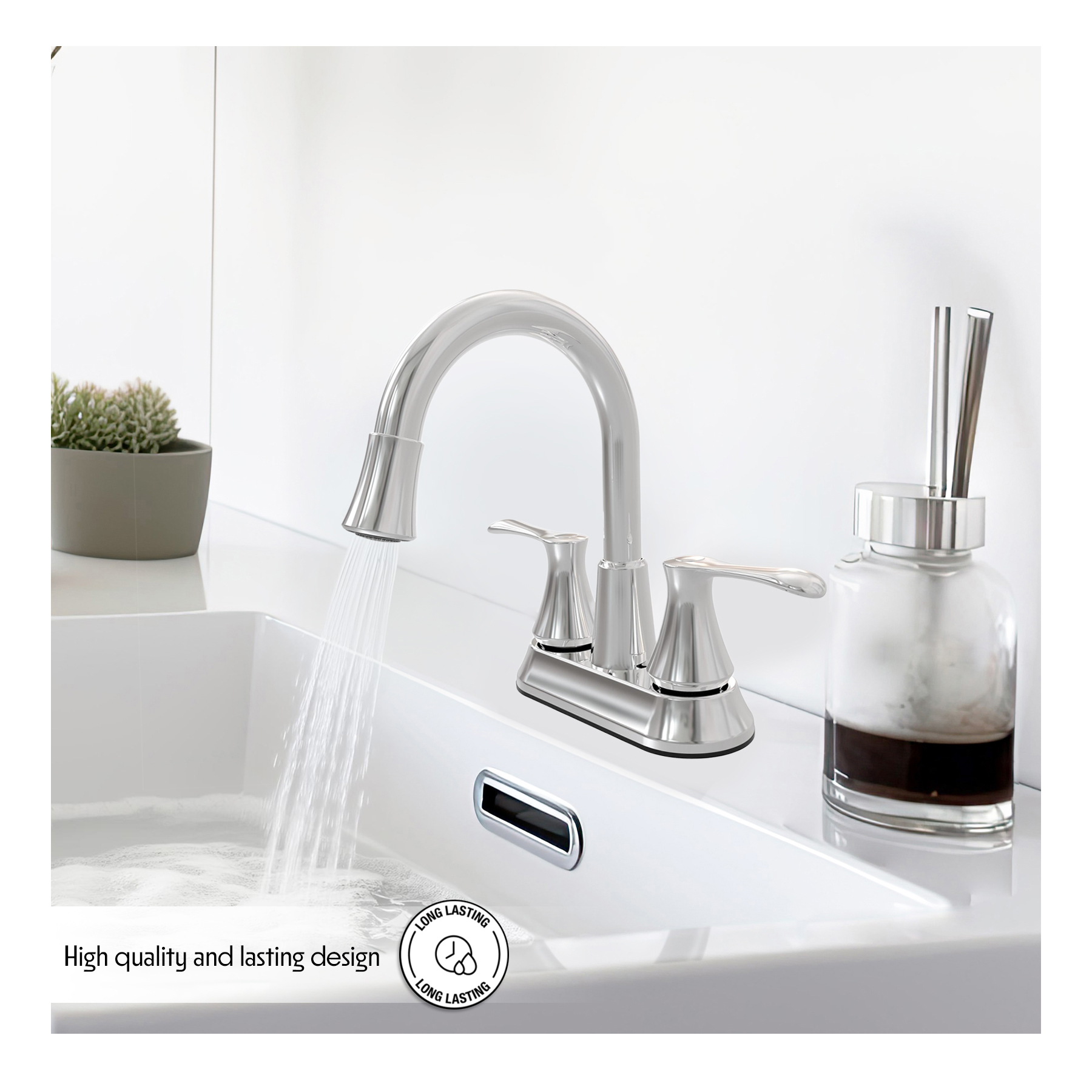 Wasserman 14167063 Lavatory Bathroom Faucet with LED Light and Pop-Up in Chrome