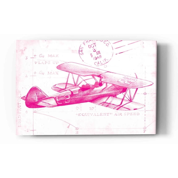 Epic Art 'Flight Schematic I in Pink' by Ethan Harper Acrylic Glass Wall Art, 12"x16"