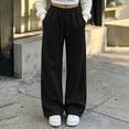thumbnail image 2 of Sahpxhe Wide Leg Sweatpants Women High Waist Loose Straight Leg Baggy Trousers Casual Comfy Workout Pants for Gym Streetwear Black L, 2 of 9