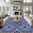 thumbnail image 3 of 8'x10' Area Rugs, Navy Blue Indoor Outdoor Area Rug for Living Room Bedroom, Traditional Tribal Abstract Geometric Art Washable Bathroom Rugs Kitchen Floor Carpet Mats Home Decor Aesthetic, 3 of 8