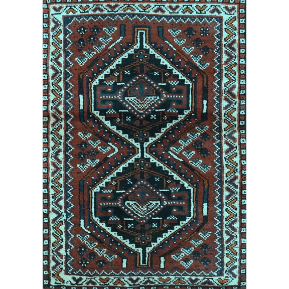 Ahgly Company Indoor Rectangle Persian Light Blue Traditional Area Rugs, 5' x 7'