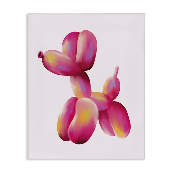 Stupell Industries Pink Balloon Dog Animals Painting Wrapped Canvas Art Print Wall Art, 16 x 20