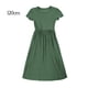 thumbnail image 1 of Qarigey Vestido de color sólido de manga corta con cuello plisado de Elenxs Gril conjuntos de ropa Verde 120cm, 1 of 6