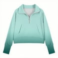 thumbnail image 4 of Spazoro Girls Turn Down Collar Sweatshirts, Gradient Color Soft & Comfy Long Sleeve Half Zip Fall Winter Tops for Girls Mint Green Size 9 T, 4 of 5
