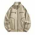 thumbnail image 1 of Leather Coats for Men, Man Streak Solid Color Pockets Zipper Lapel Leather Coat, 1 of 4