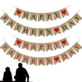 thumbnail image 1 of 1 Set Banner Garland Reusable Party Decoration Imitation Linen Happy Father Day Rustic Banner for Family, 1 of 7
