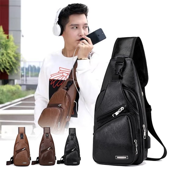 Misterolina Leather Sling Bag For Women Mens Adults Crossbody Chest Backpac Sling Bag