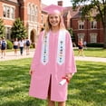 thumbnail image 2 of Odeerbi 5-15 Years Kids Teen Boys Girls Graduation Gown Set Shiny Robe with Cap, Stole & Diploma Card 4-Piece Outfit for Graduation Ceremony, 2 of 7