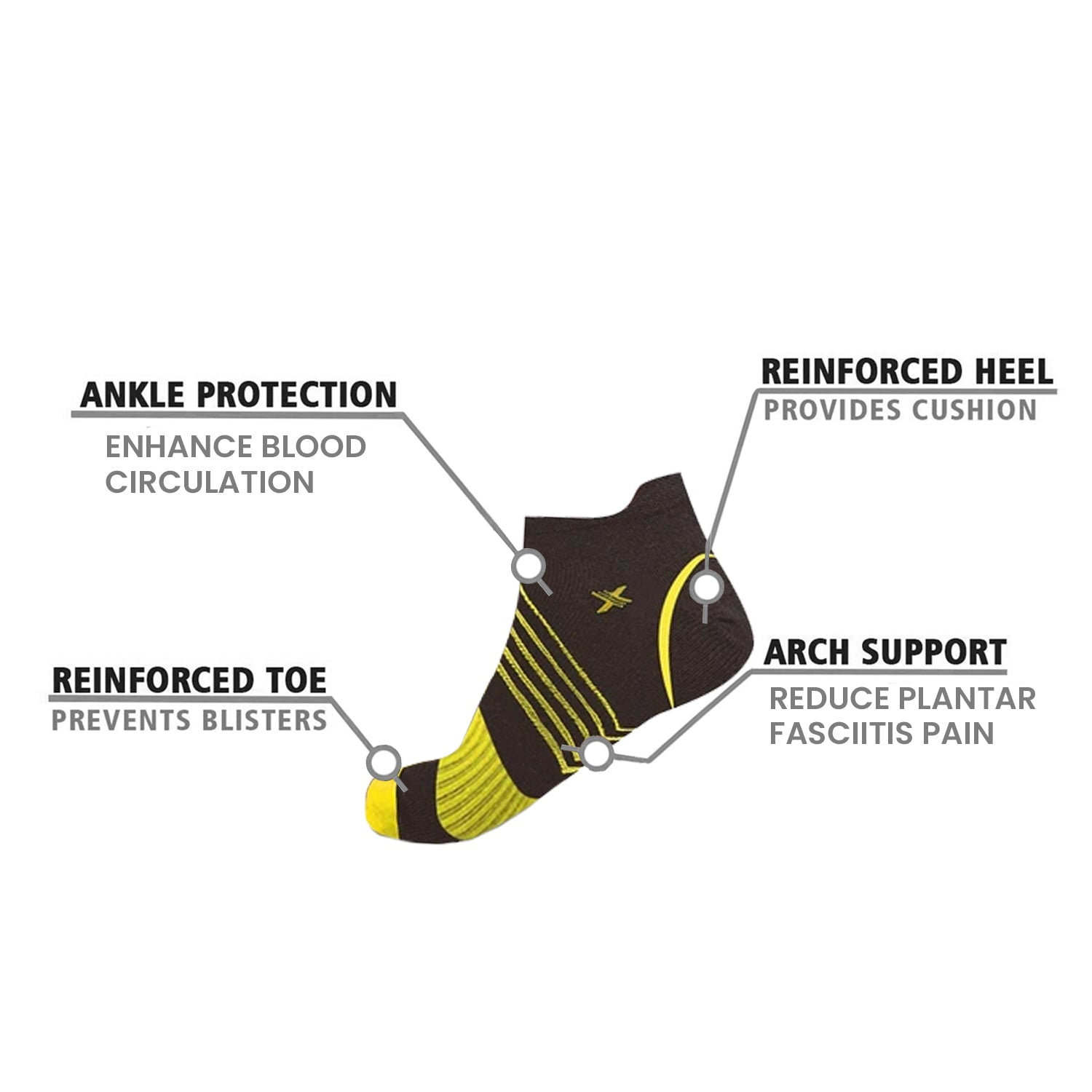 Extreme Fit Men's and Women's Breathable Running Ankle Compression Socks, Multicolor (6 Piece)