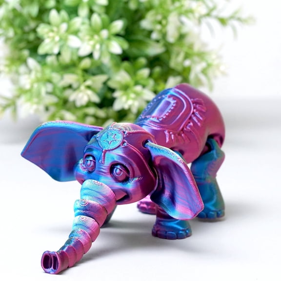 3D Printed elephant,Flexible Joint Animal lacertid Figurines,Realistic Eyes, Home Office Decor,Fidget Toy for Adults Teens Boy Festival Gifts