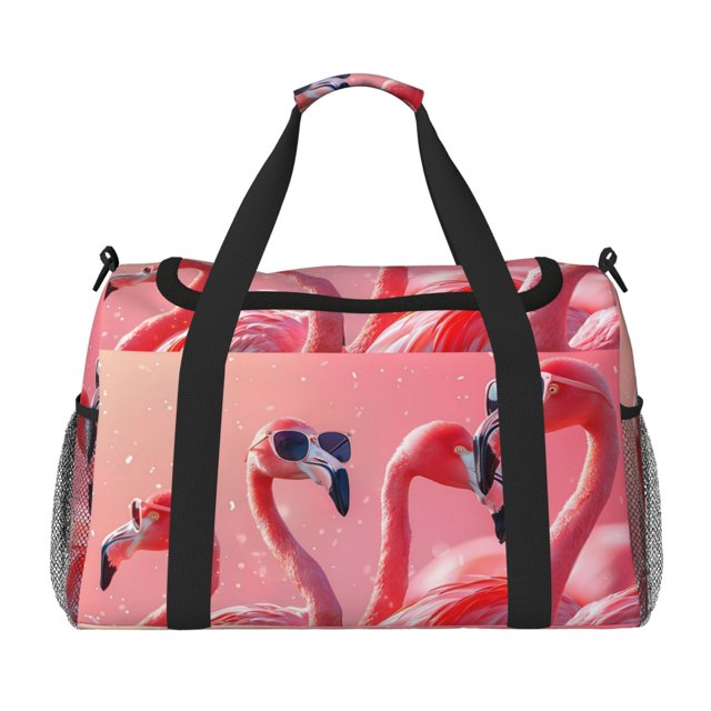 Disketp Cool Flamingos Sunglasses Scene Bolsa de Viaje Tipo Duffle, Bolso de Mano para Fin de Semana para Mujer, Bolsa de Gimnasio Ligera para Hombre, Esencial para Viajes