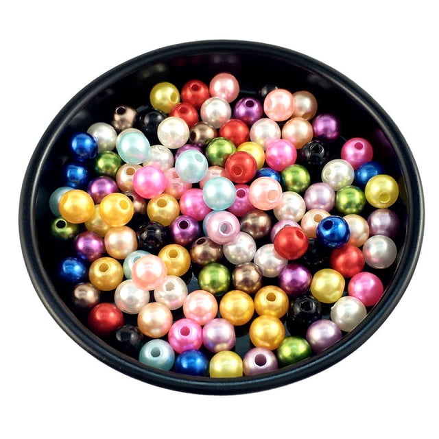 Pulsera de cuentas sueltas de perlas de simulación ABS con agujeros, cuentas redondas enteras, accesorios de joyería hechos a mano