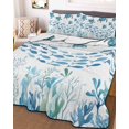 thumbnail image 3 of Quilts Twin-XL Size Bedding Set, Blue Coastal Sea Turtles Lightweight Quilted Comforter, Fish Coral Ocean Life Underwater Soft Bedspread Coverlet with Pillow Covers for All Season, 68" x 98", 3 of 7