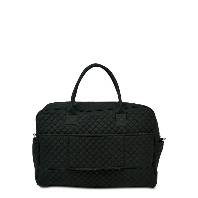 Gucci Logo Print Carry-On Pebbled Leather Duffle Bag Black