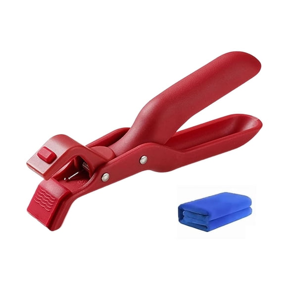 Hot Plate Gripper with Non-Slip Silicone Handle, Heat Resistant Bowl Gripper for Microwave and Oven Safe Dishes, Easy to Clean, 7.9X2In (1Set) Red