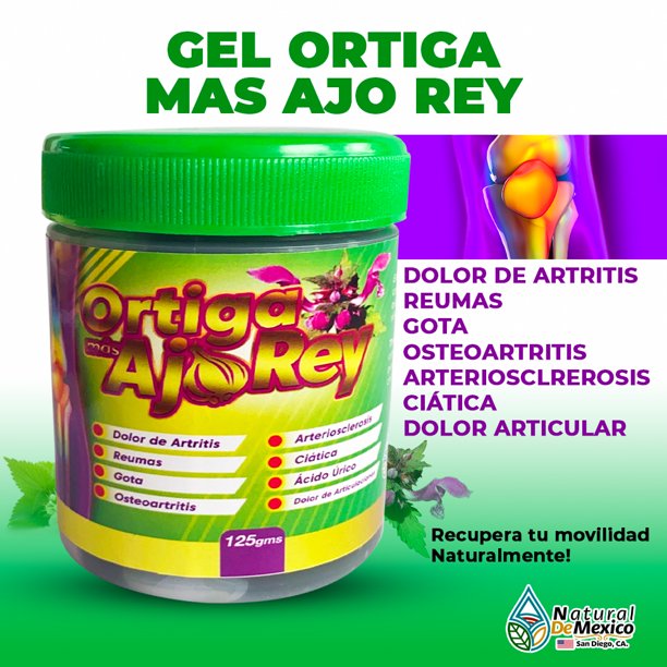 Gel Ortiga Mas Ajo Rey 125gr Dolor De Articulaciones Y Espalda Natural De Mexico Walmart Com