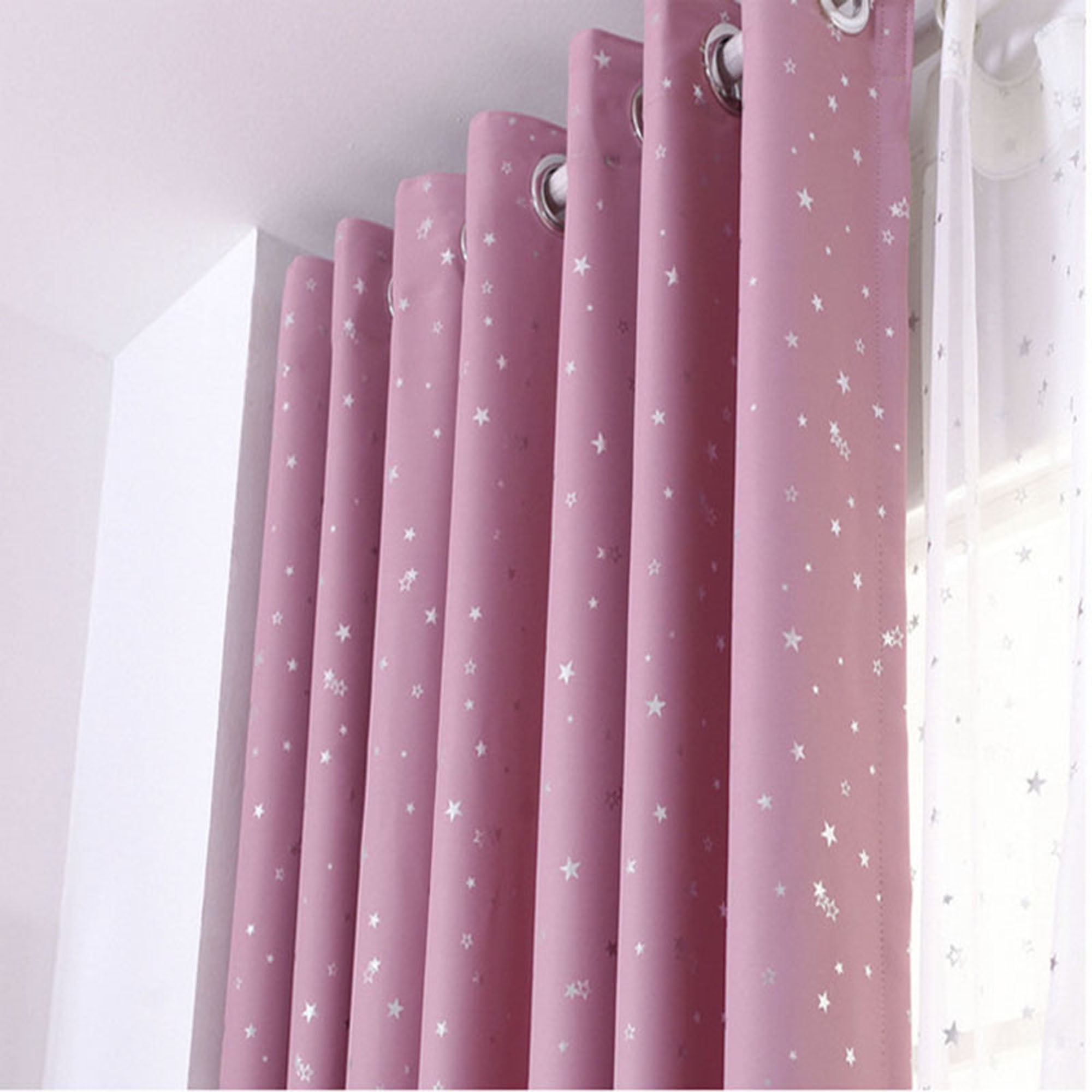 NK Grommet Stars Printed Ring Curtains for Bedroom Drape Panel Scarf