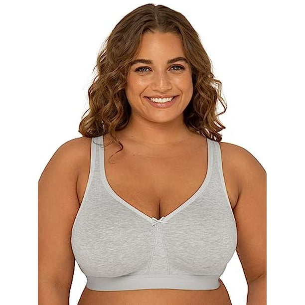 Bestform 9706715 Satin Trim Wireless Cotton Bra with Unlined Cups, Sizes  36B-44D 