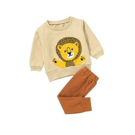 

Kuriozud Kids Tracksuit Cartoon O-Neck Long Sleeves Pullover Shirt Pants