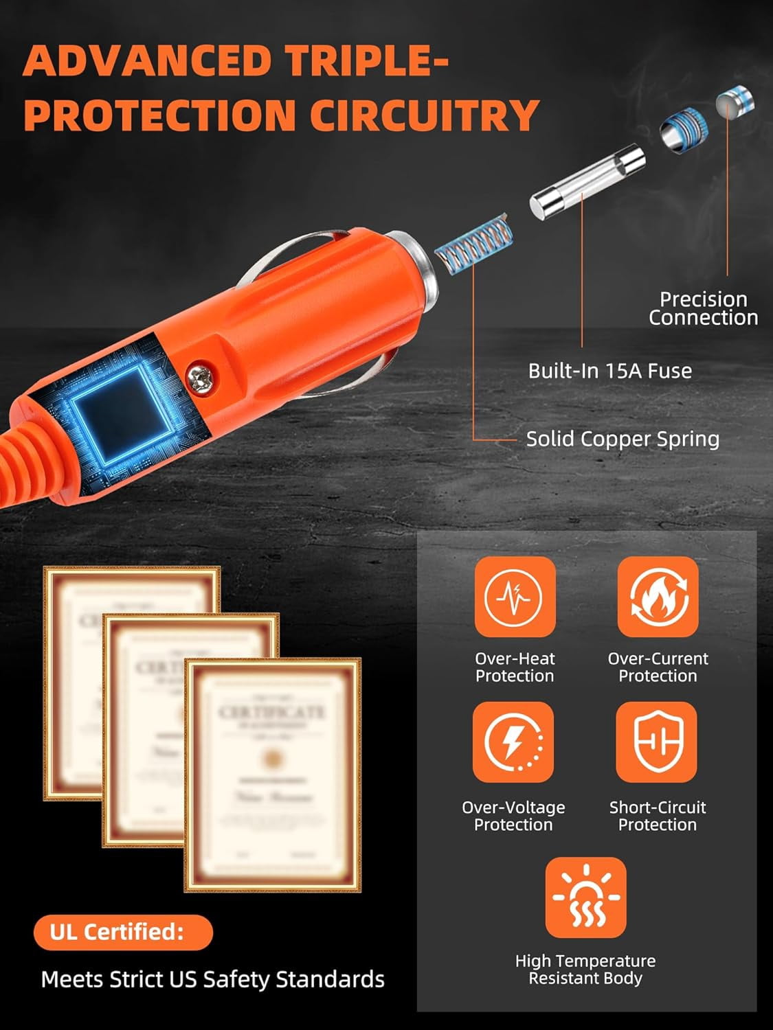 QIANJIA 14AWG Car Charging Cable for Jackery Explorer 3000/2000/1500/1000/880/550/300, 6.6FT/2M Power Cord with 7909 to 8020/5525 Adapters - UL Certified for Portable Power Stations