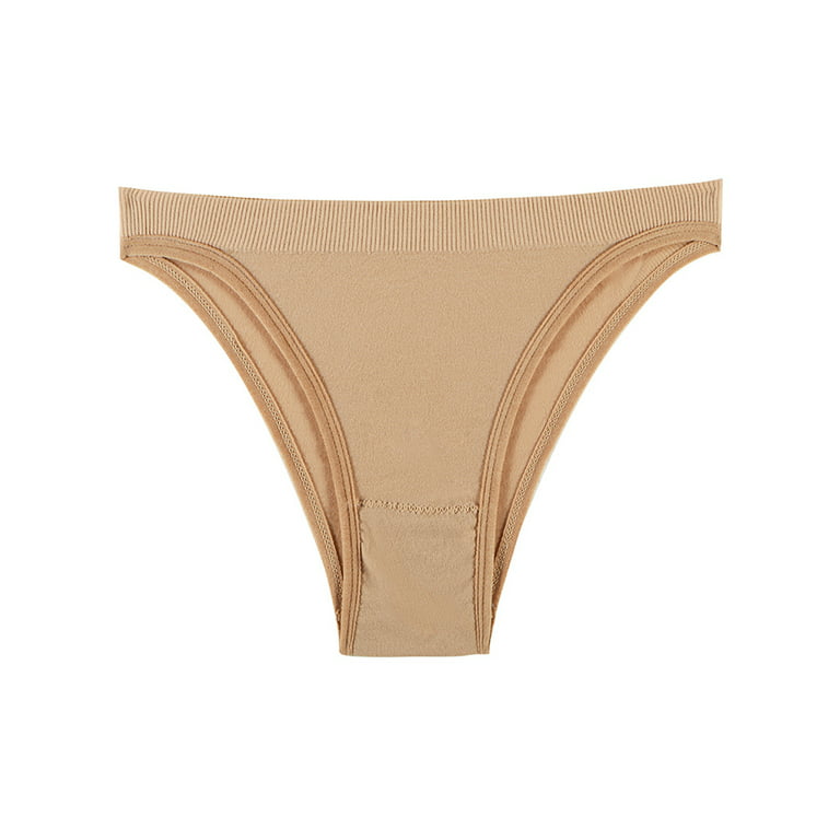 Cindysus Ladies Underwear Solid Color Panties No Show Thongs Soft Home  Seamless Bikini Briefs Nude Color XL 