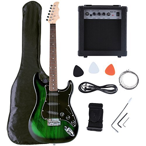LAGRIMA Crescent Electric Guitar+15w AMP+Strap+Cord+Gigbag Beginner