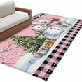 thumbnail image 2 of Rectangle Area Rugs 2.7 x 5 Ft, Pink Christmas Non-Slip Residential Carpet, Xmas Tree Snowman Bear Snowfall Plaid Indoor Crawling Mats Runner Rugs for Living Room/Dining Room/Bedroom, 2 of 8